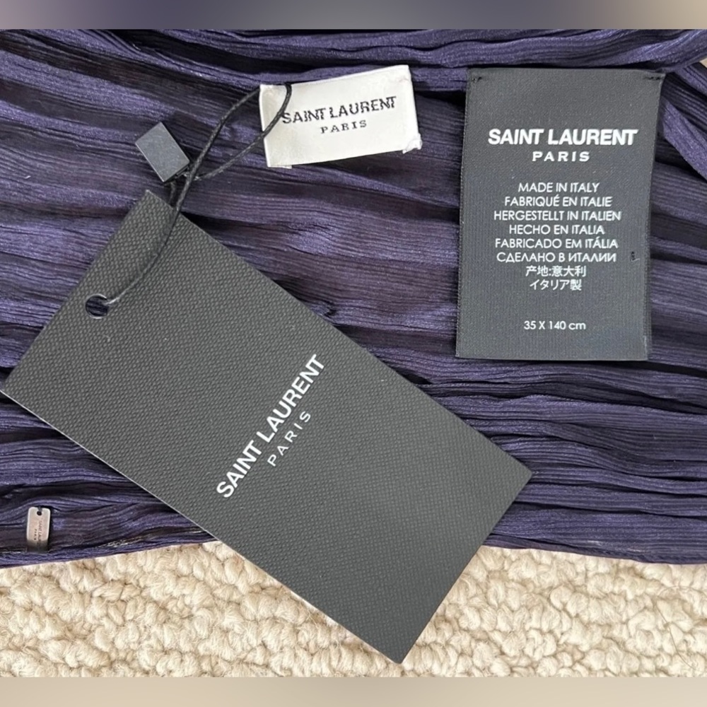 Brand New Saint Laurent Silk Crepe Scarf - Picture 4 of 6